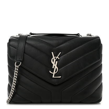 Saint Laurent Calfskin Y Quilted Monogram Small Loulou Chain Satchel Black 1 of 11