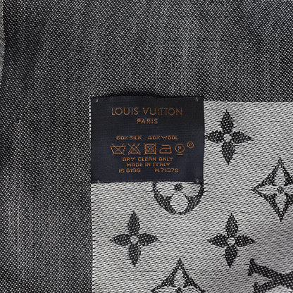 Louis Vuitton Wool Silk Monogram Denim Shawl Navy 3 of 4