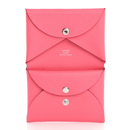 Hermes Epsom Calvi Duo Card Case Rose Azalee 5 of 8