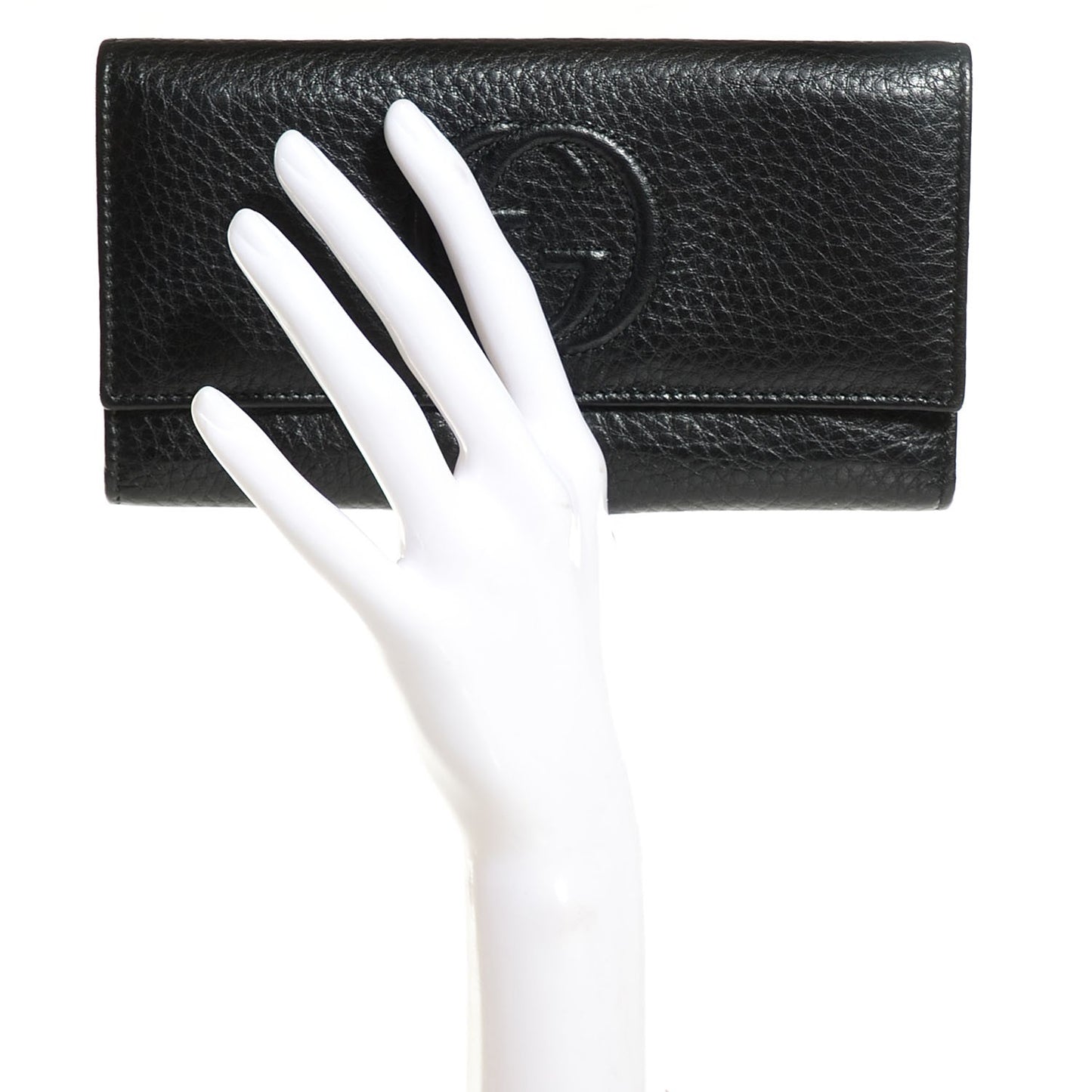 Pebbled Calfskin Large Soho Continental Wallet Black
