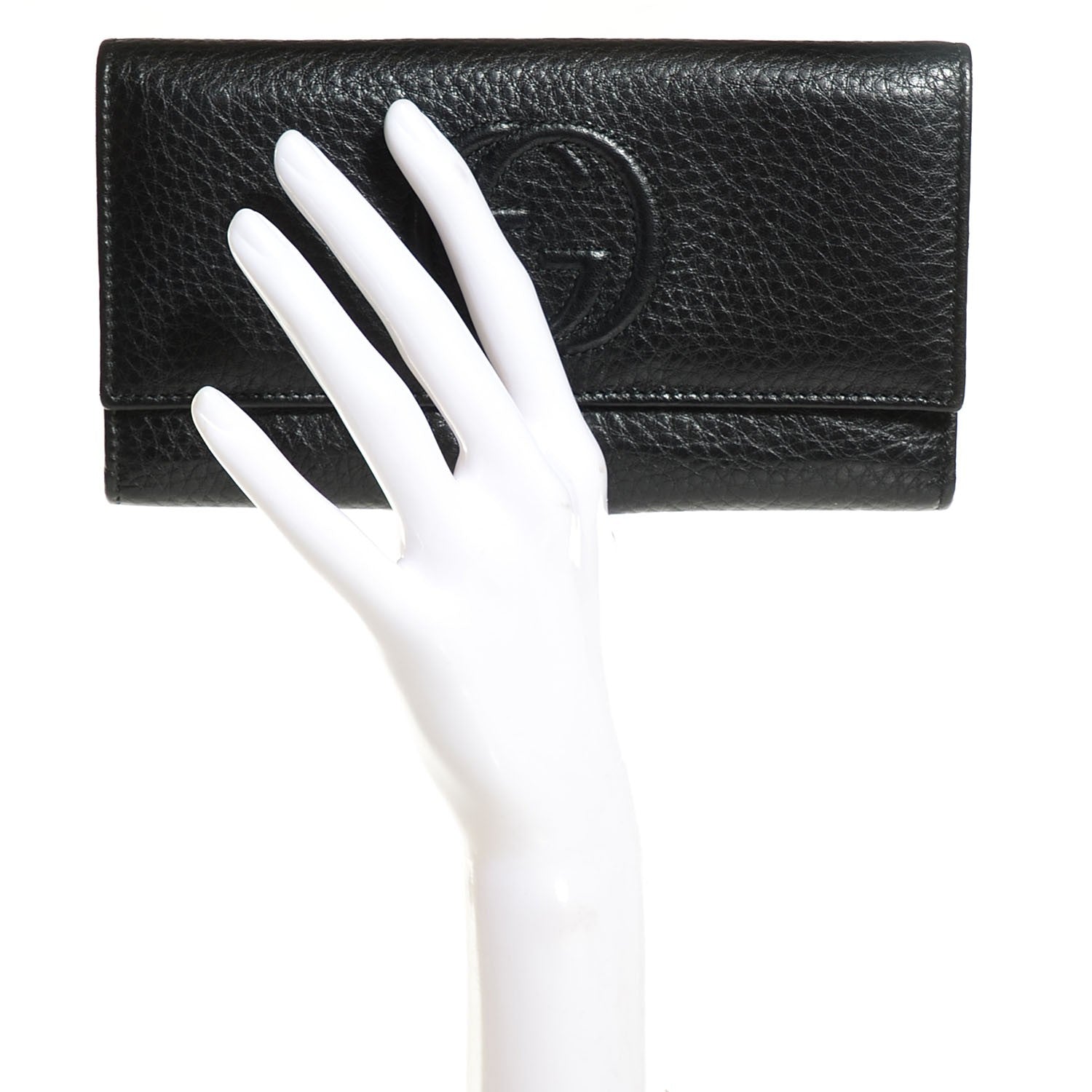 Gucci Pebbled Calfskin Large Soho Continental Wallet Black 2 of 8
