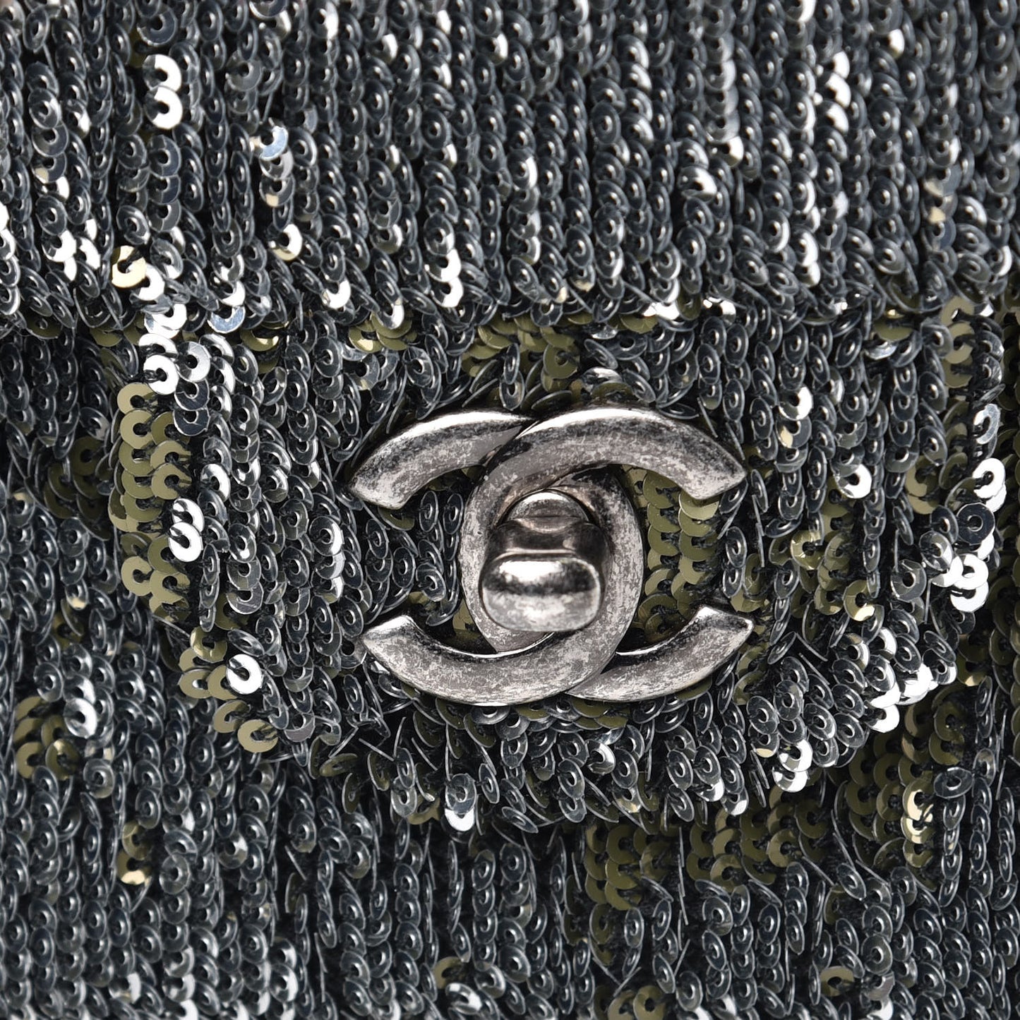 Sequin Coco Cuba Medium Single Flap Khaki
