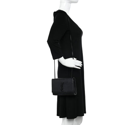 Saint Laurent Grain De Poudre Small Monogram Monochrome Kate Satchel Black 2 of 13