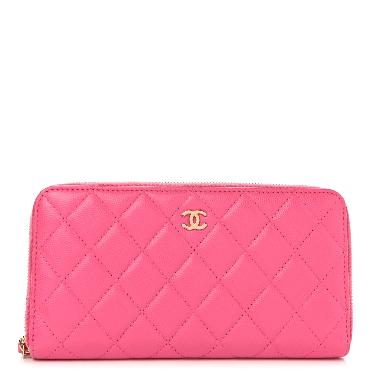 Caviar Quilted Large Gusset Zip Around Wallet Pink