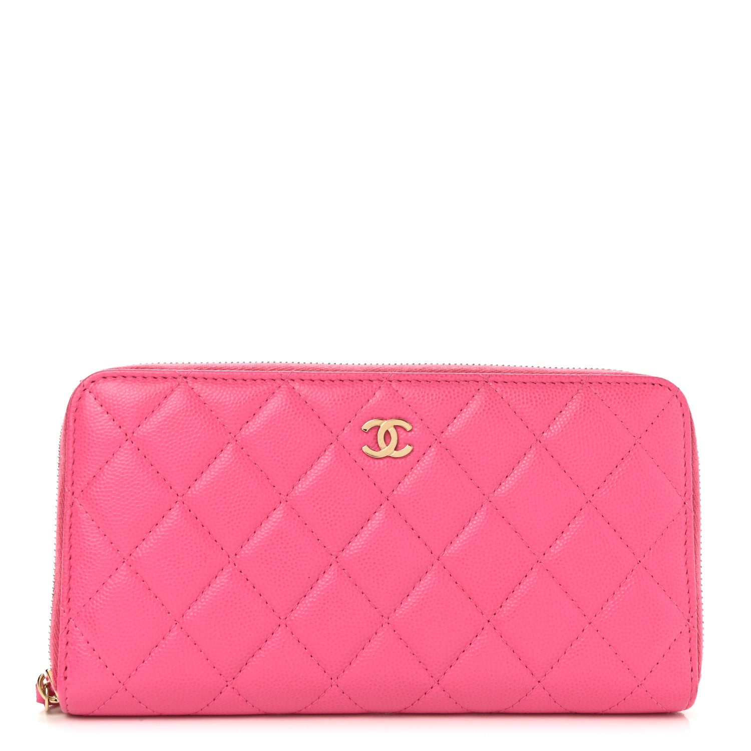 Chanel Caviar Quilted Large Gusset Zip Around Wallet Pink 1 of 9