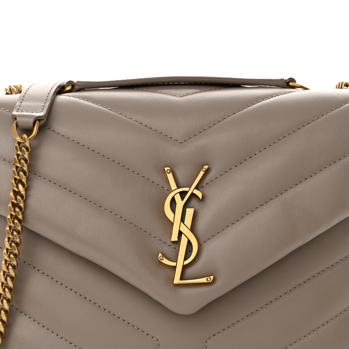 Calfskin Y Quilted Monogram Small Loulou Chain Satchel Taupe