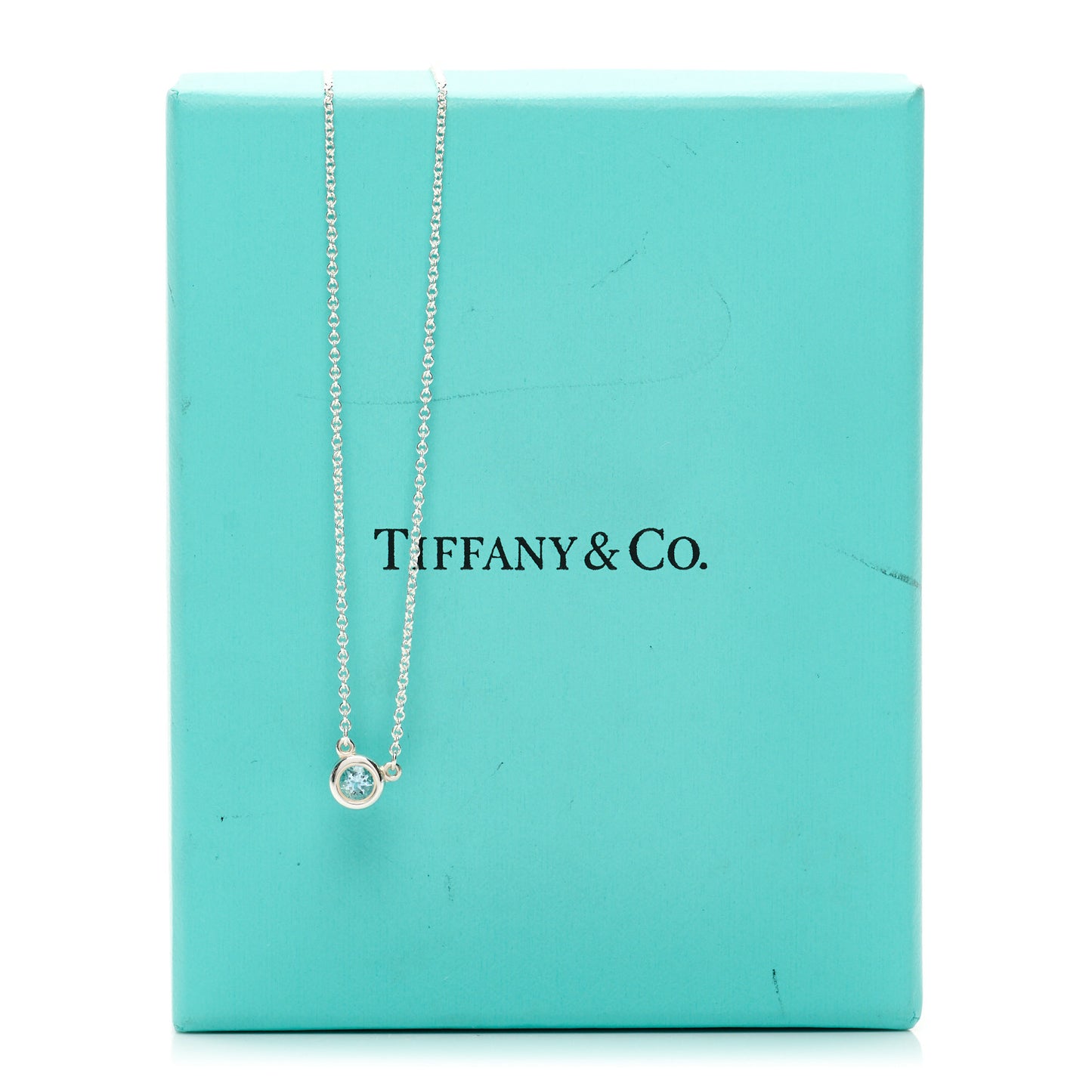 Sterling Silver Aquamarine Elsa Peretti Color by the Yard Pendant Necklace