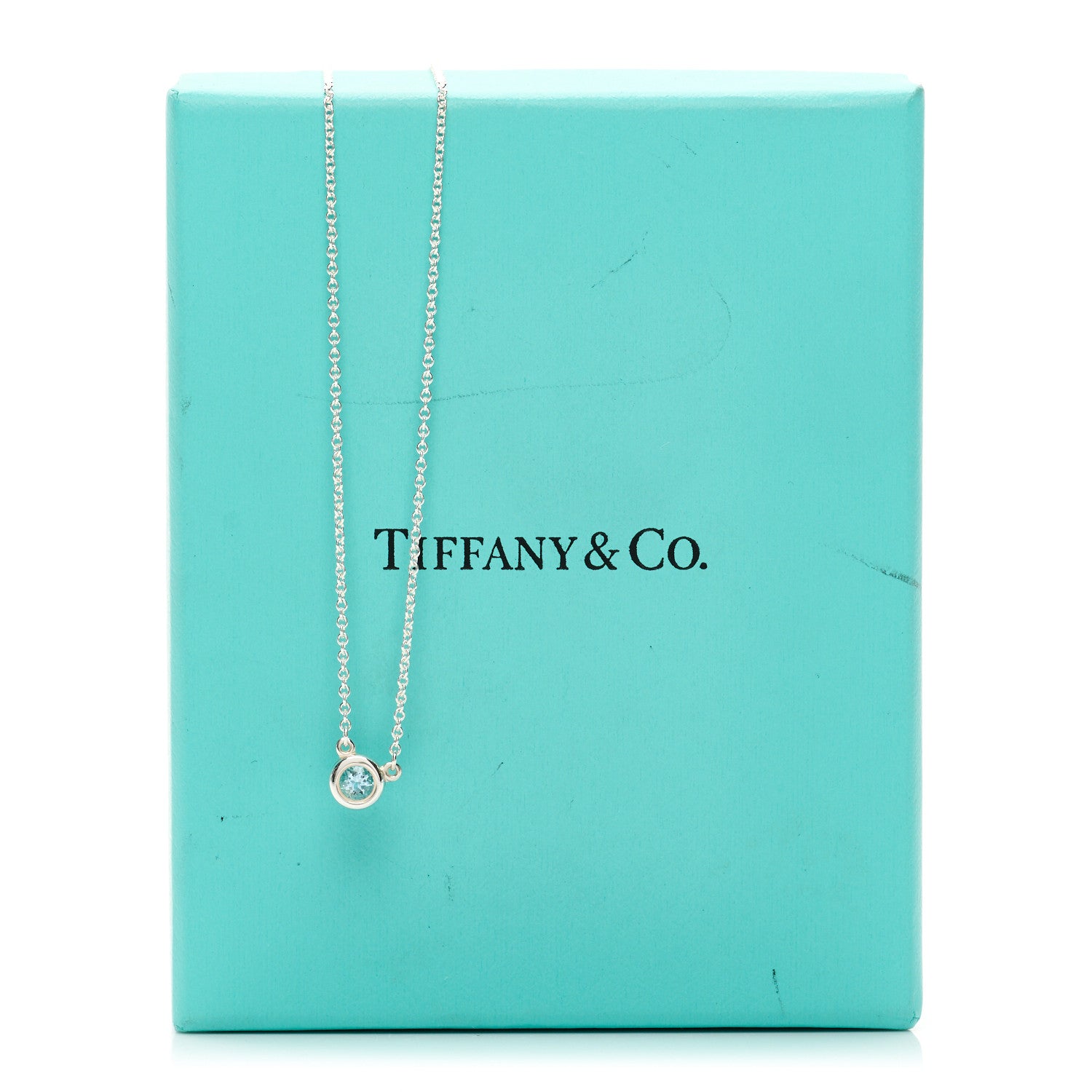 Tiffany Sterling Silver Aquamarine Elsa Peretti Color by the Yard Pendant Necklace 5 of 5