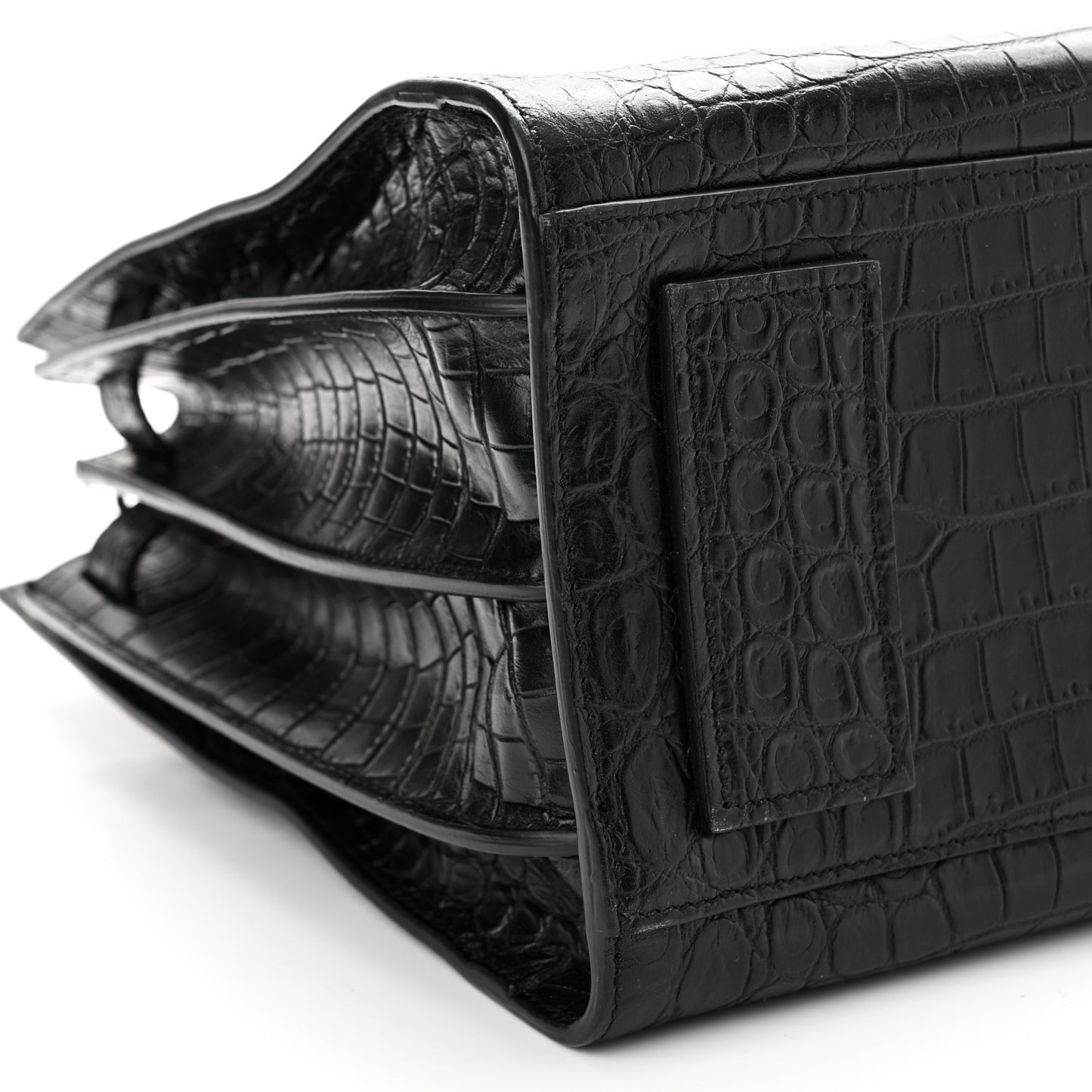 Calfskin Crocodile Embossed Small Sac de Jour Black