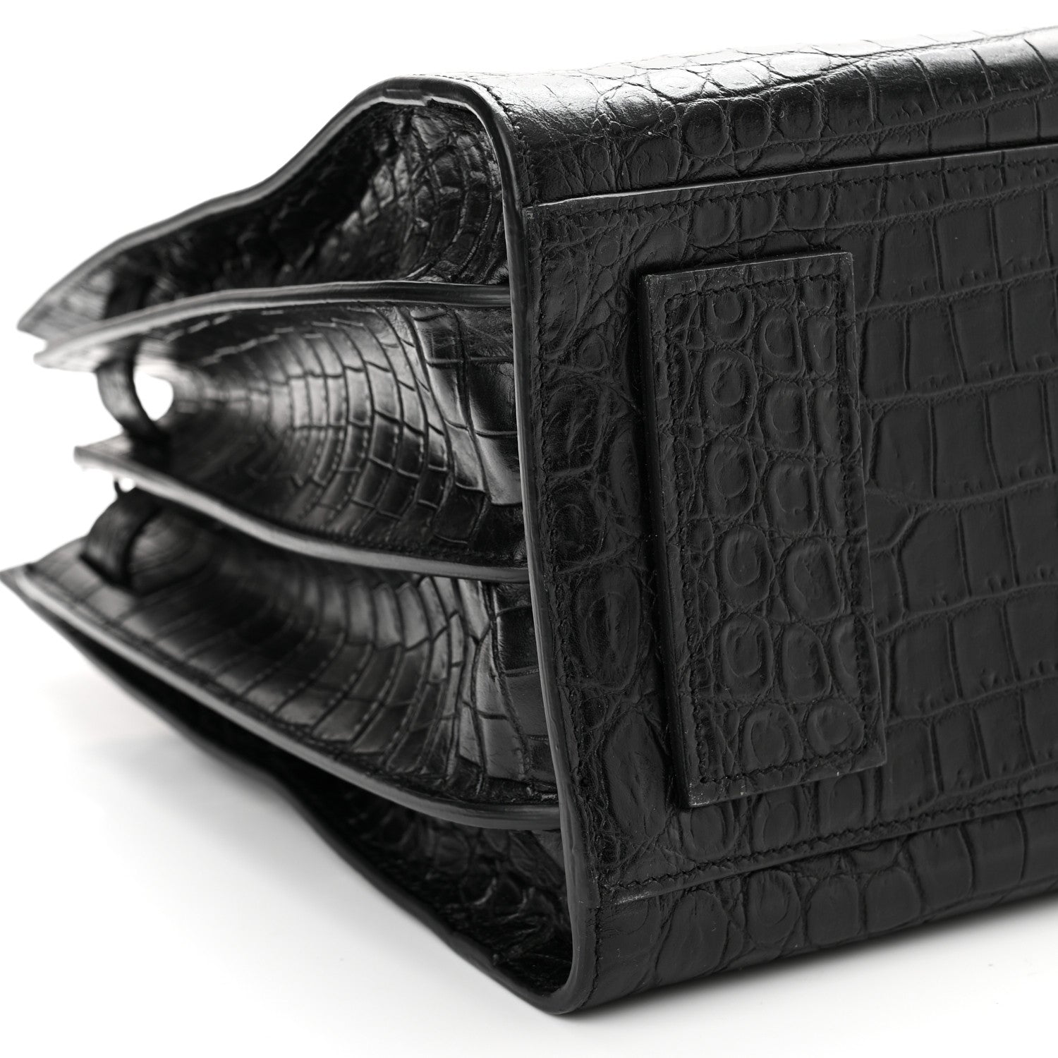 Saint Laurent Calfskin Crocodile Embossed Small Sac de Jour Black 8 of 9