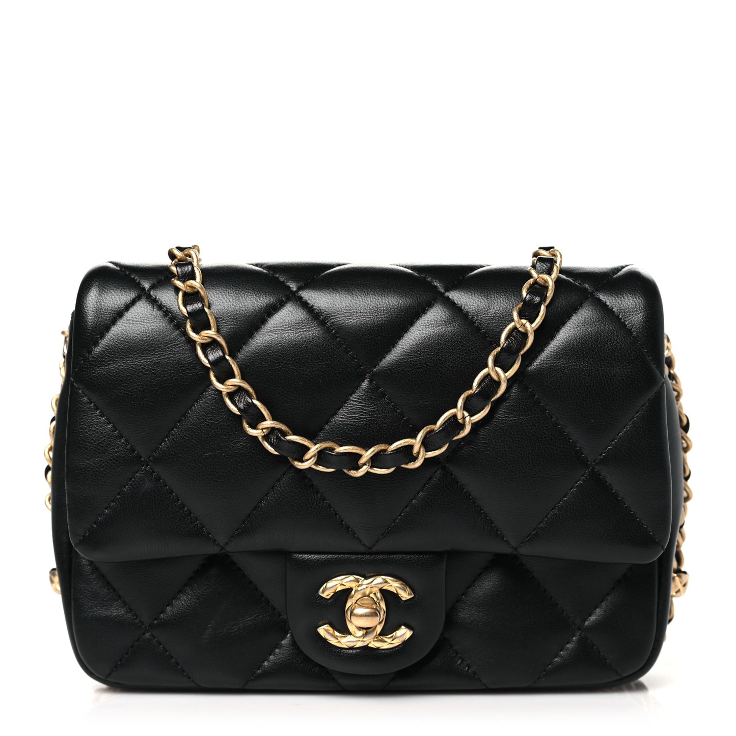 Lambskin Quilted CC Small Dynasty Flap Black