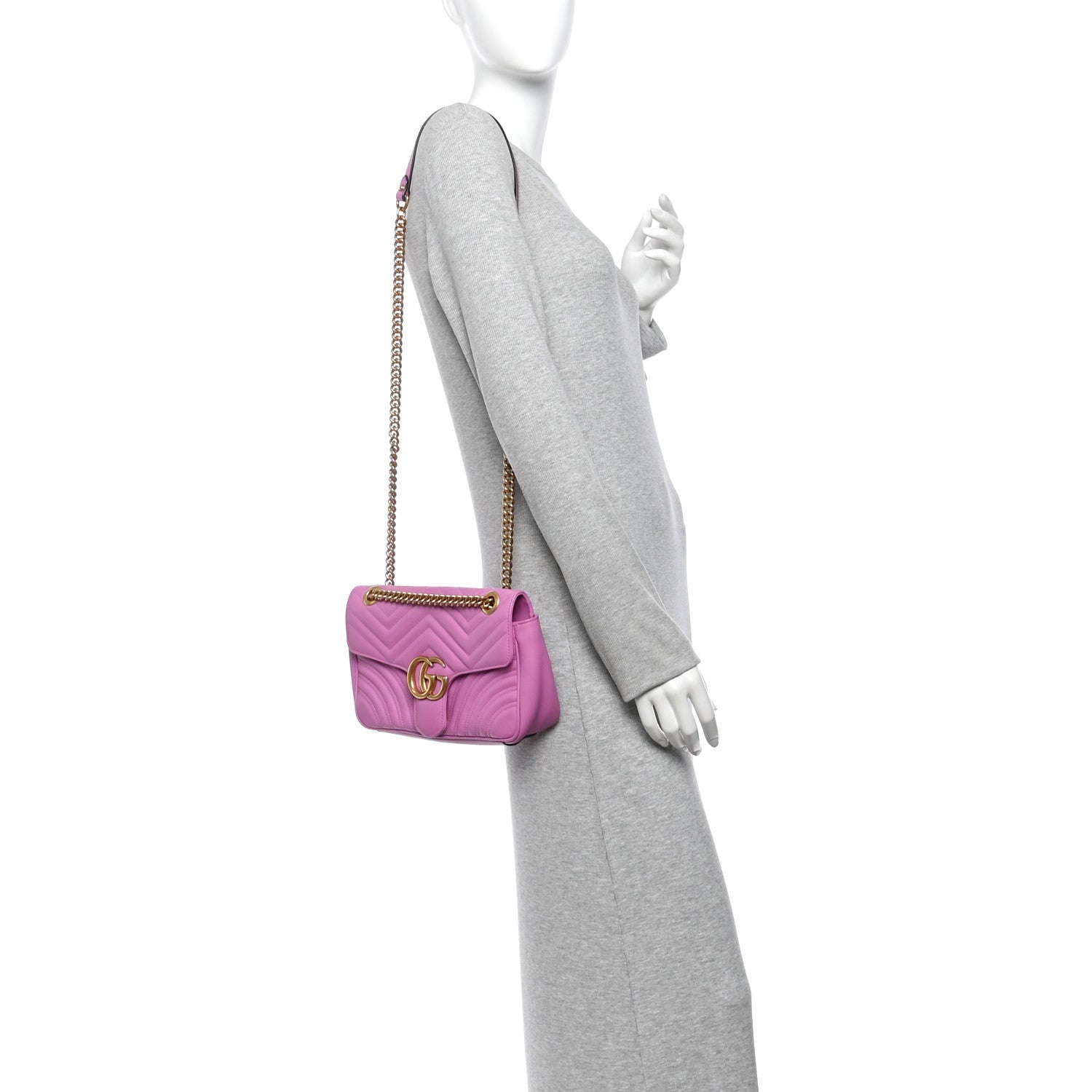 Gucci Calfskin Matelasse Small GG Marmont Shoulder Bag Candy Mousse 2 of 11