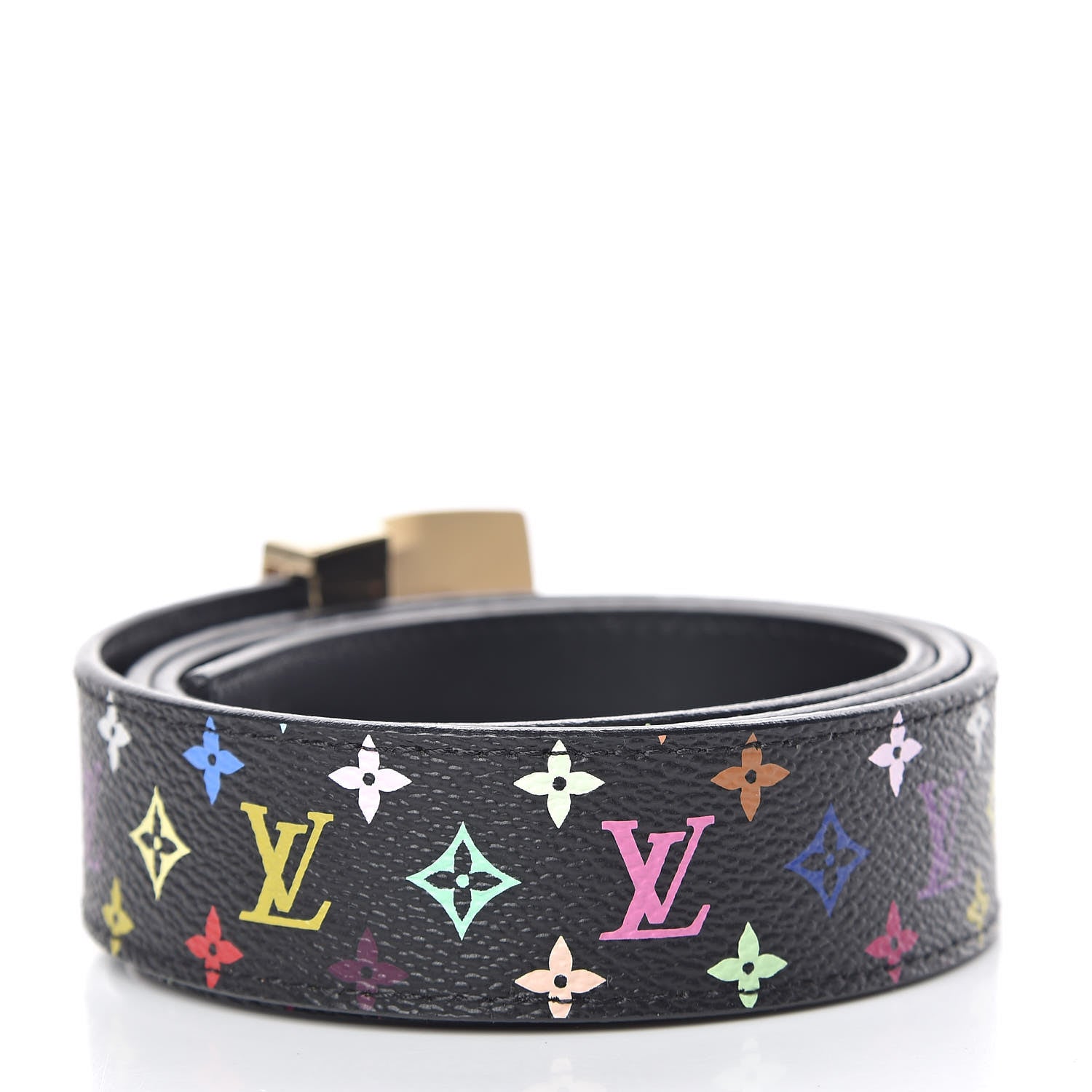 Louis Vuitton Monogram Multicolor LV Cut Reversible Belt 80 32 Black 3 of 6