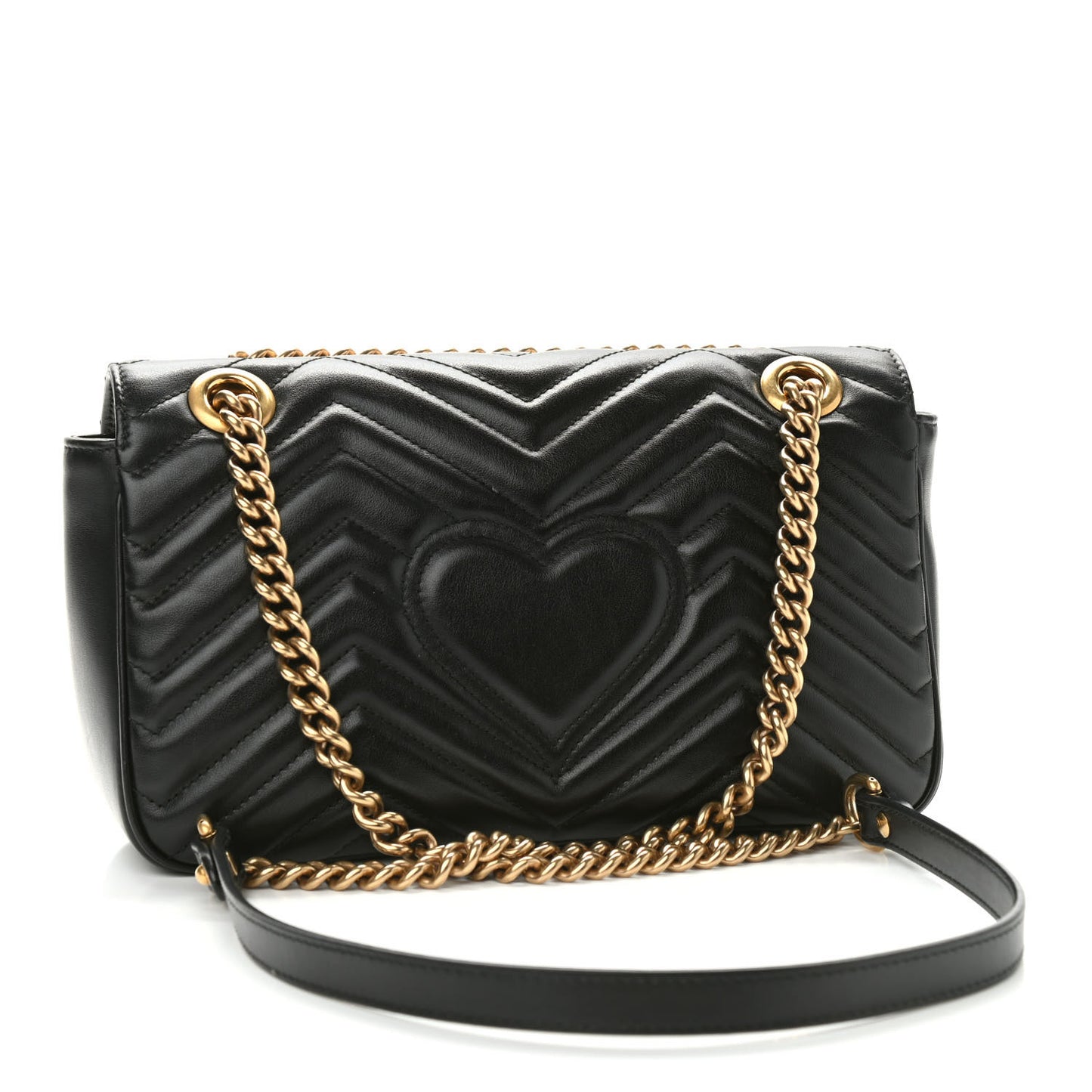 Calfskin Matelasse Small GG Marmont Shoulder Bag Black