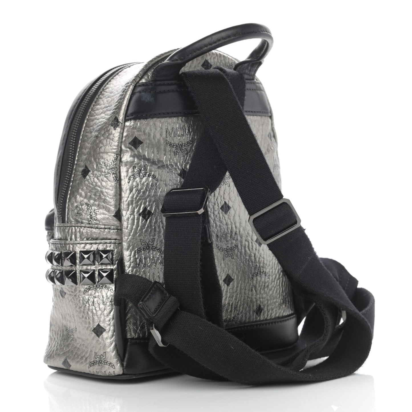 Metallic Visetos Studded X-Mini Bebe Boo Backpack Silver