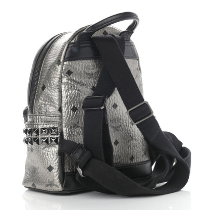 MCM Metallic Visetos Studded X-Mini Bebe Boo Backpack Silver 2 of 15