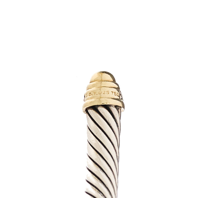 Sterling Silver 18K Yellow Gold Diamond 5mm Dome Cable Classics Bracelet