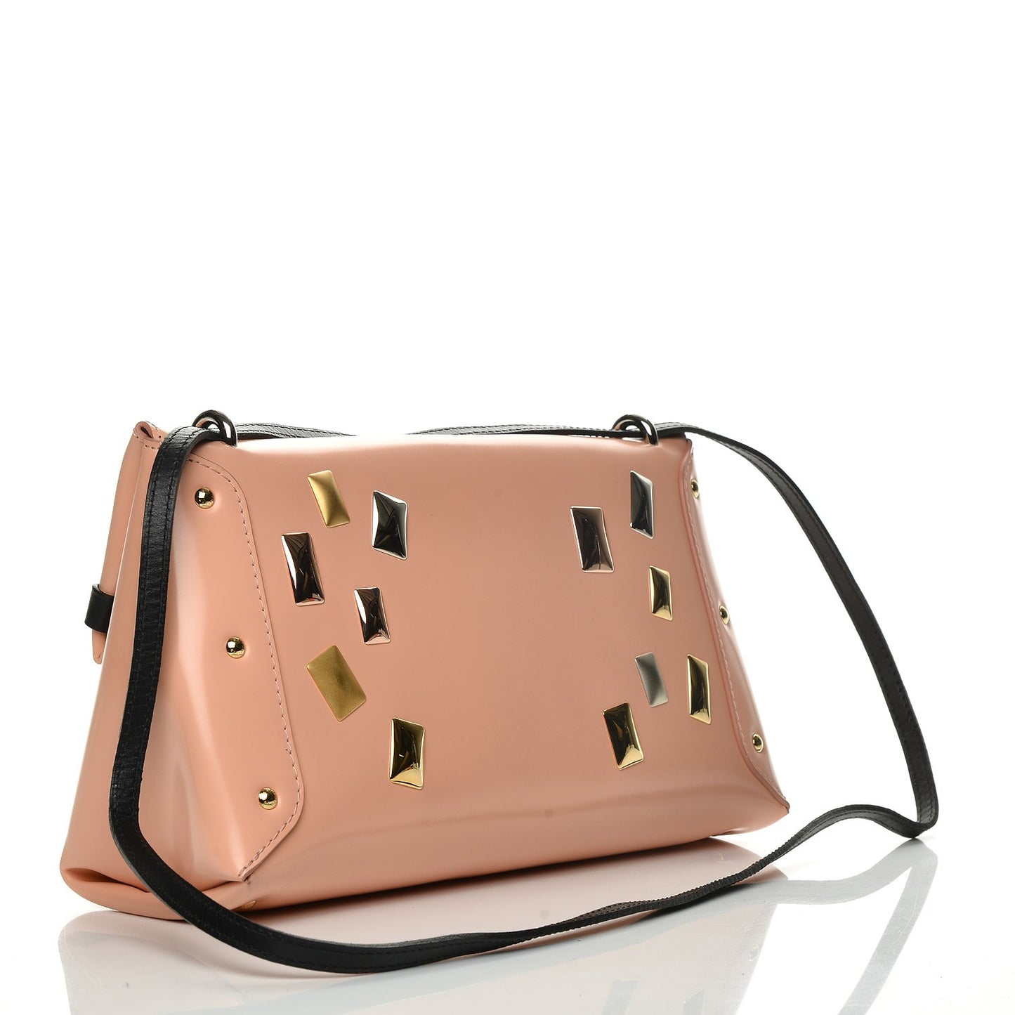 Glazed Calfskin Sac Triangle PM Saumon