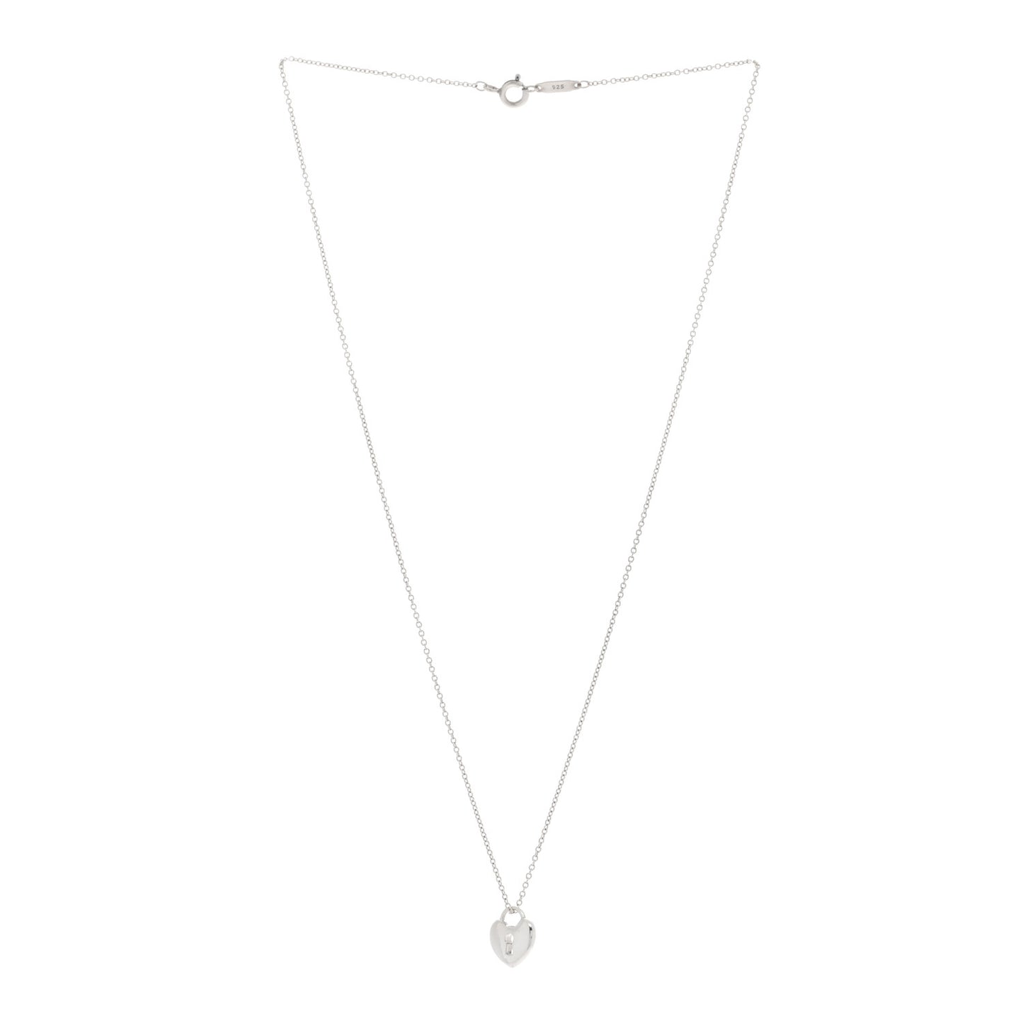 Sterling Silver Heart Lock Pendant Link Necklace