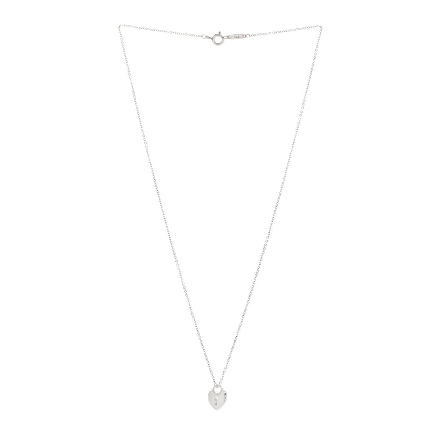 Tiffany Sterling Silver Heart Lock Pendant Link Necklace 3 of 4