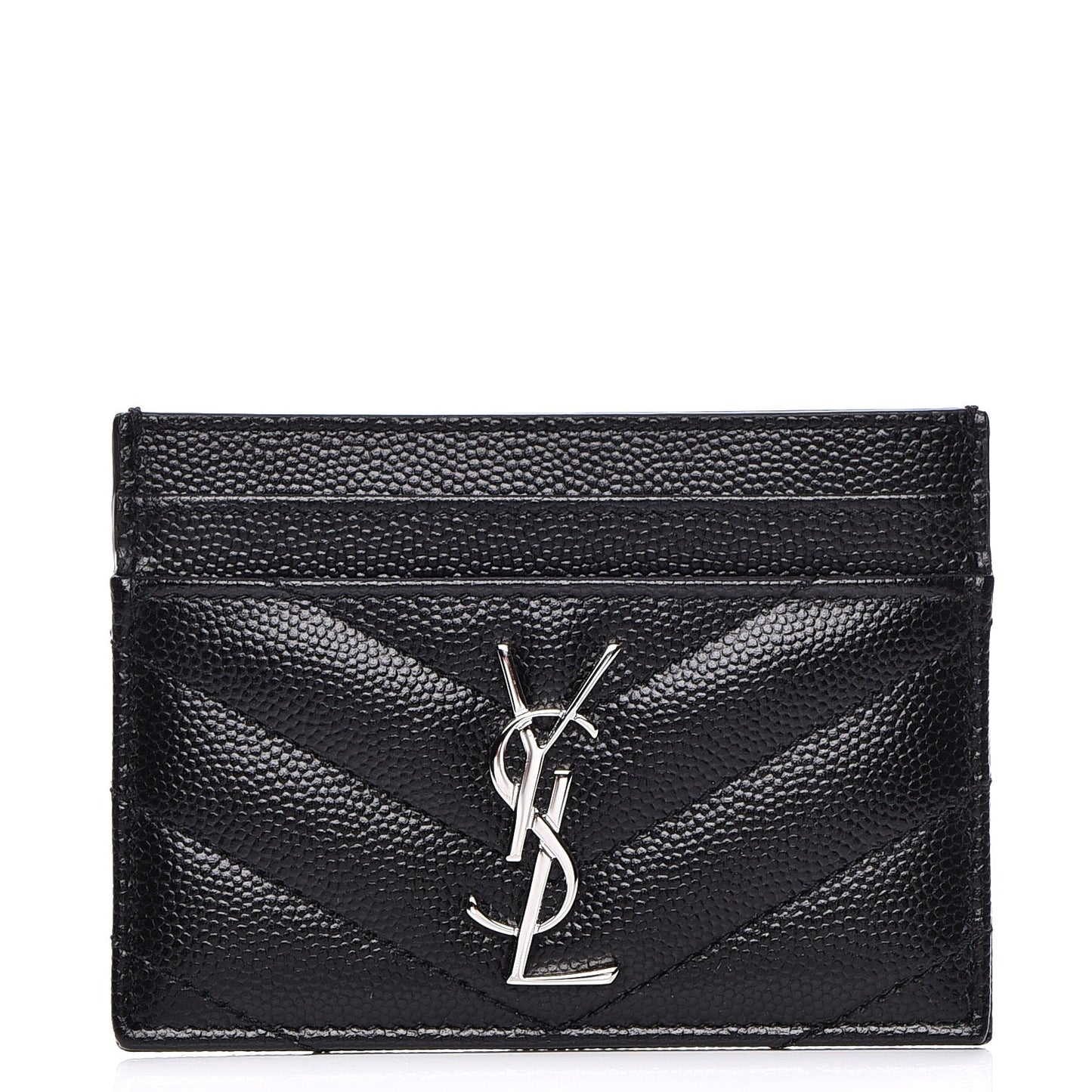 Grain De Poudre Matelasse Chevron Monogram Credit Card Case Black