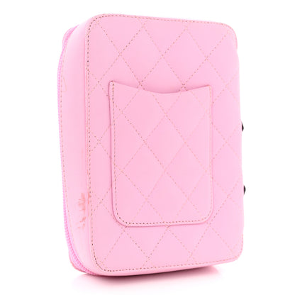 Chanel Calfskin Quilted Cambon Zip Around Makeup Pouch Pink Black 3 of 15
