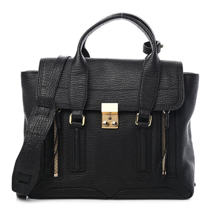 3.1 Phillip Lim Textured Calfskin Medium Pashli Satchel Black 1 of 9