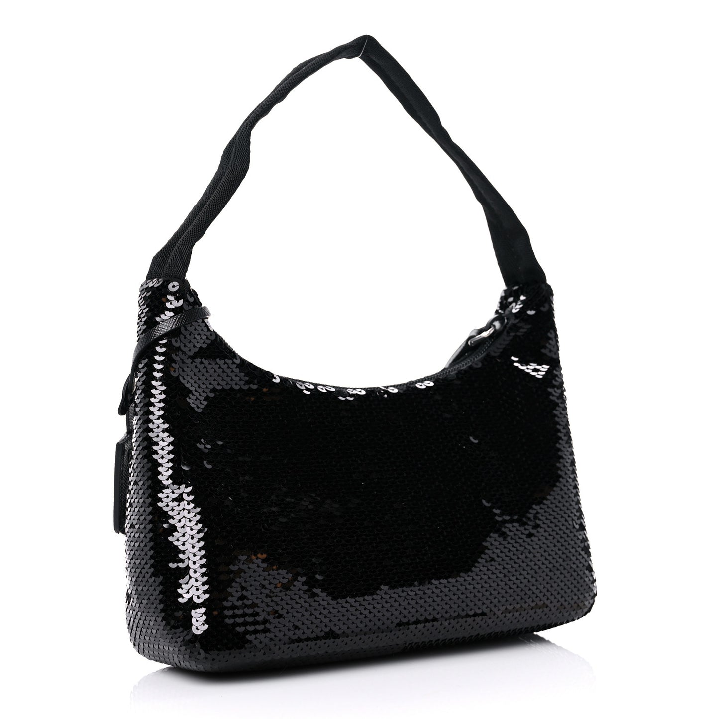 Paillettes Sequin Mini Re-Edition 2000 Bag Black White