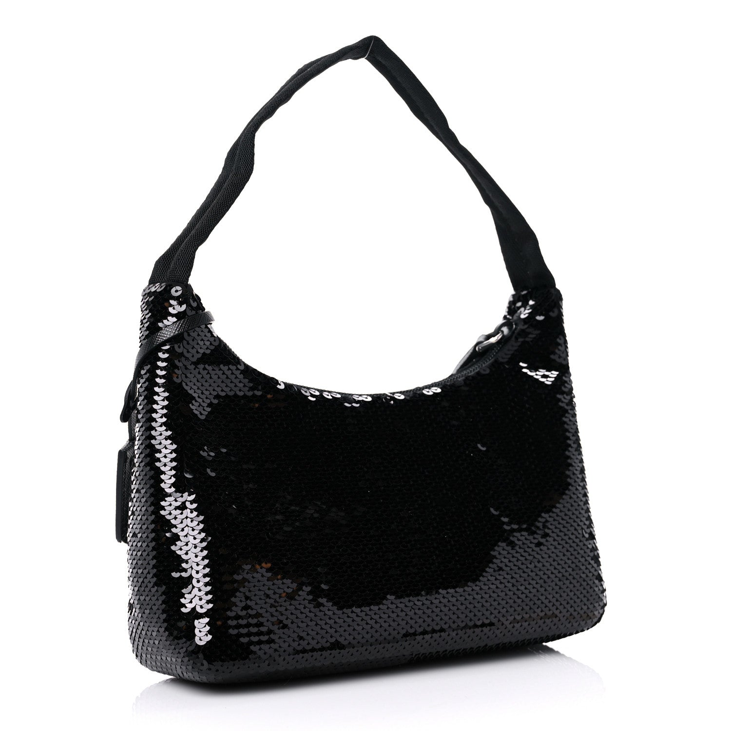 Prada Paillettes Sequin Mini Re-Edition 2000 Bag Black White 3 of 9