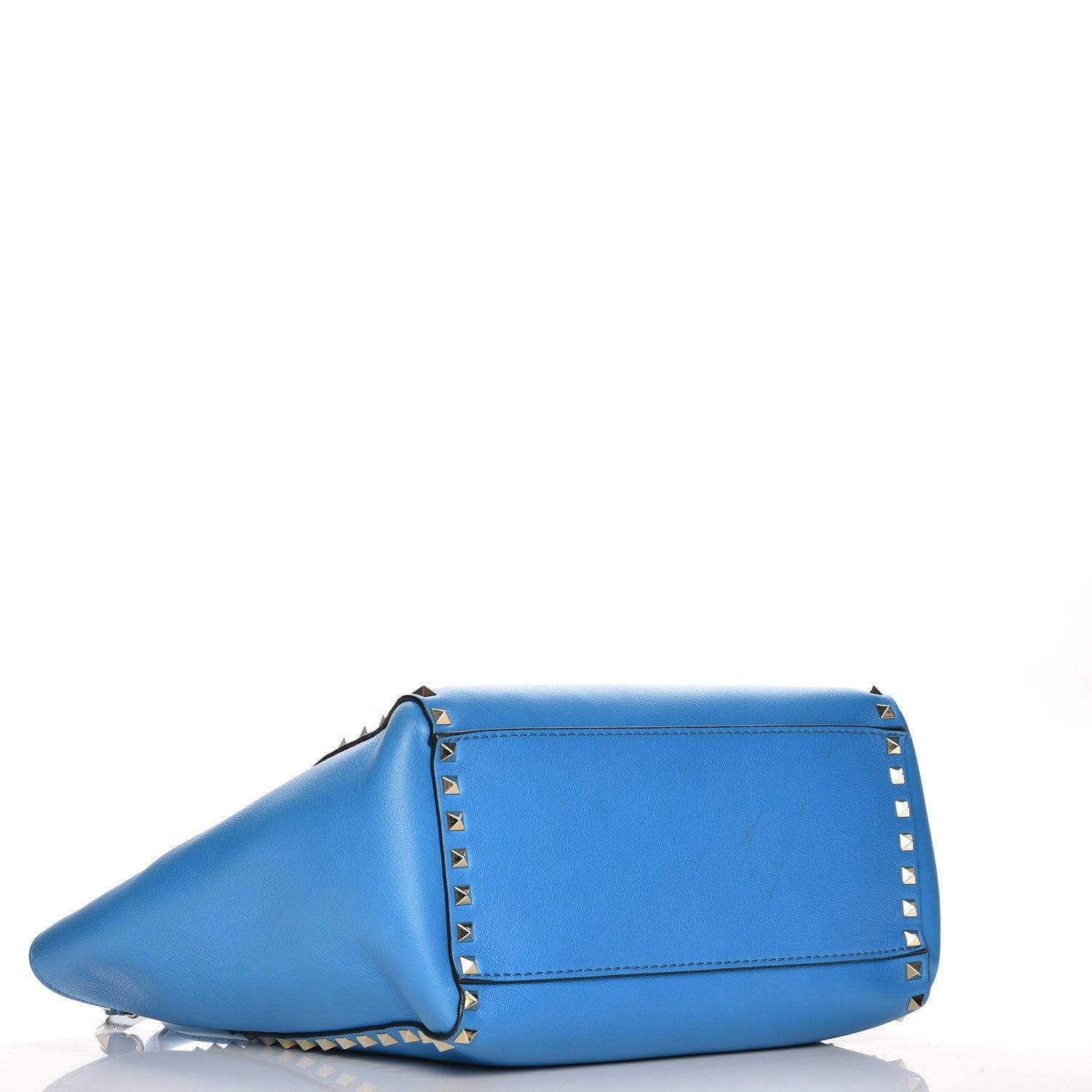 Valentino Garavani Vitello Rockstud Double Handle Tote Blue Fluo 5 of 9