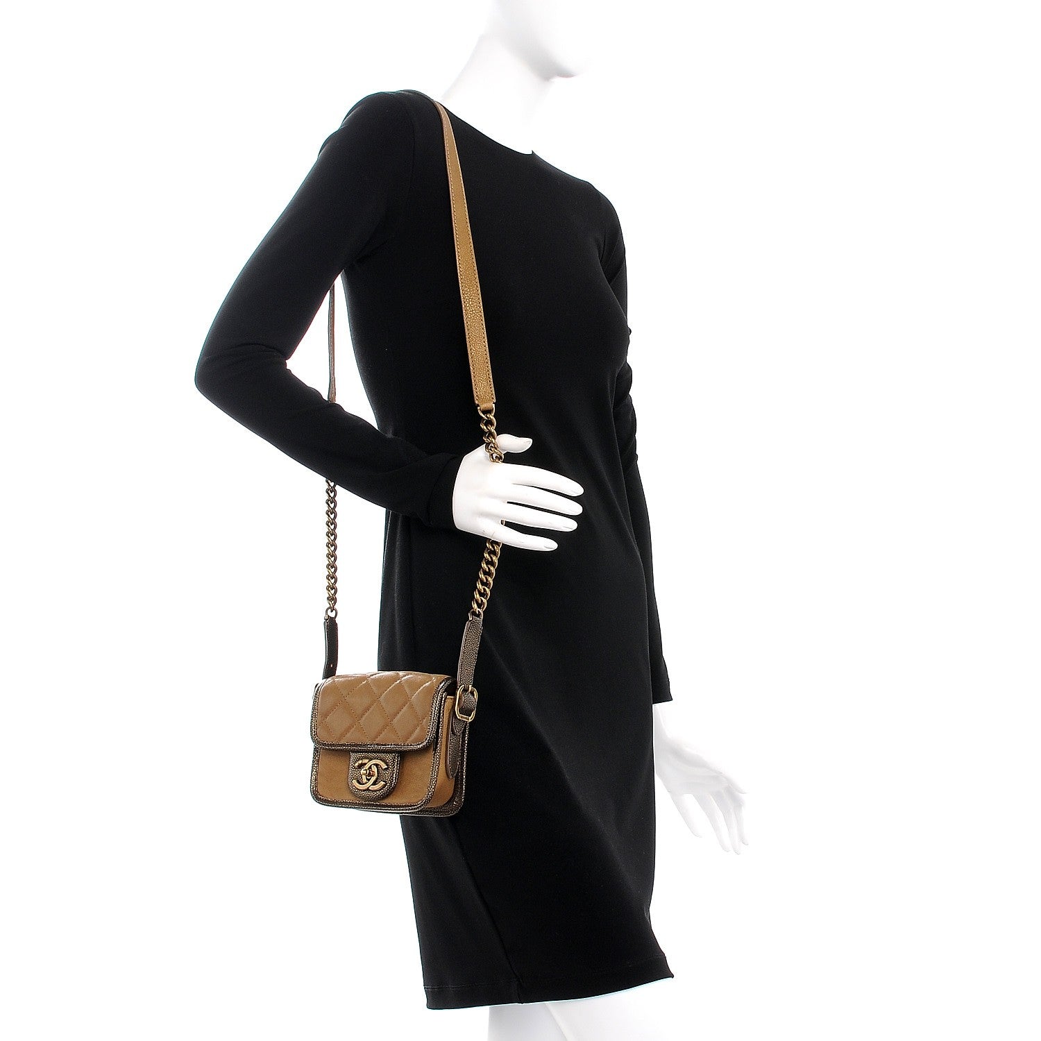 Chanel Iridescent Calfskin Back To School Mini Crossbody Flap Dark Gold 2 of 8