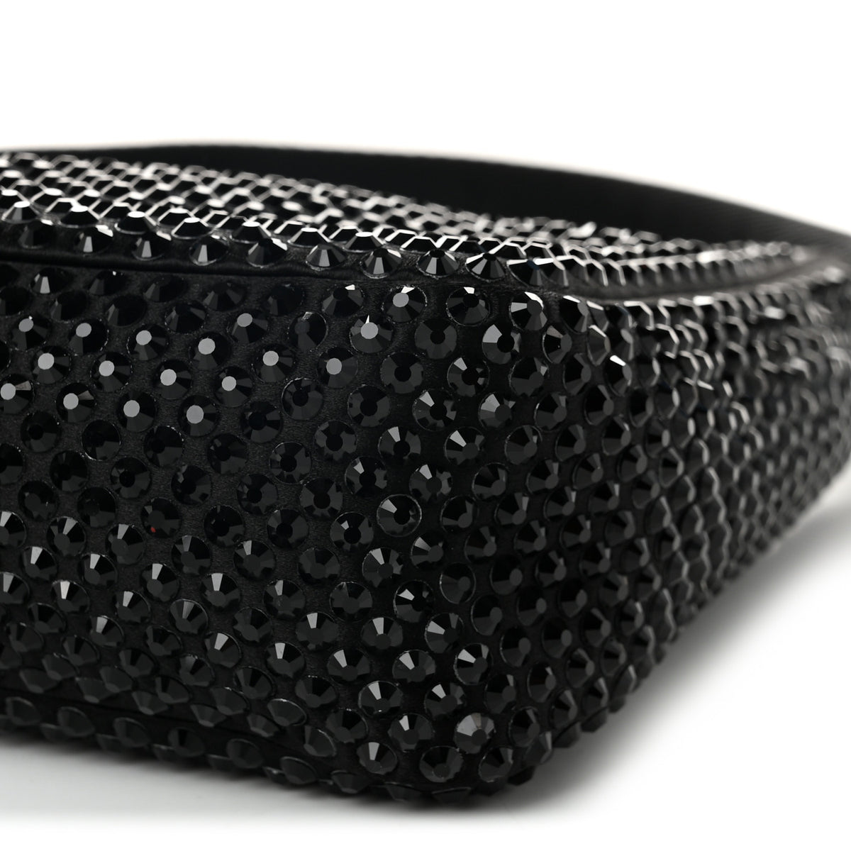 Satin Crystal Mini Re-Edition 2000 Bag Black