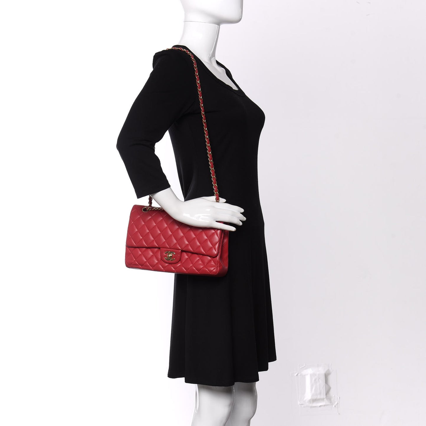 Lambskin Quilted Medium Double Flap Red