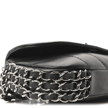 Chanel Lambskin Chocolate Bar Quilted Lambskin 3 Chain Flap Black 9 of 10