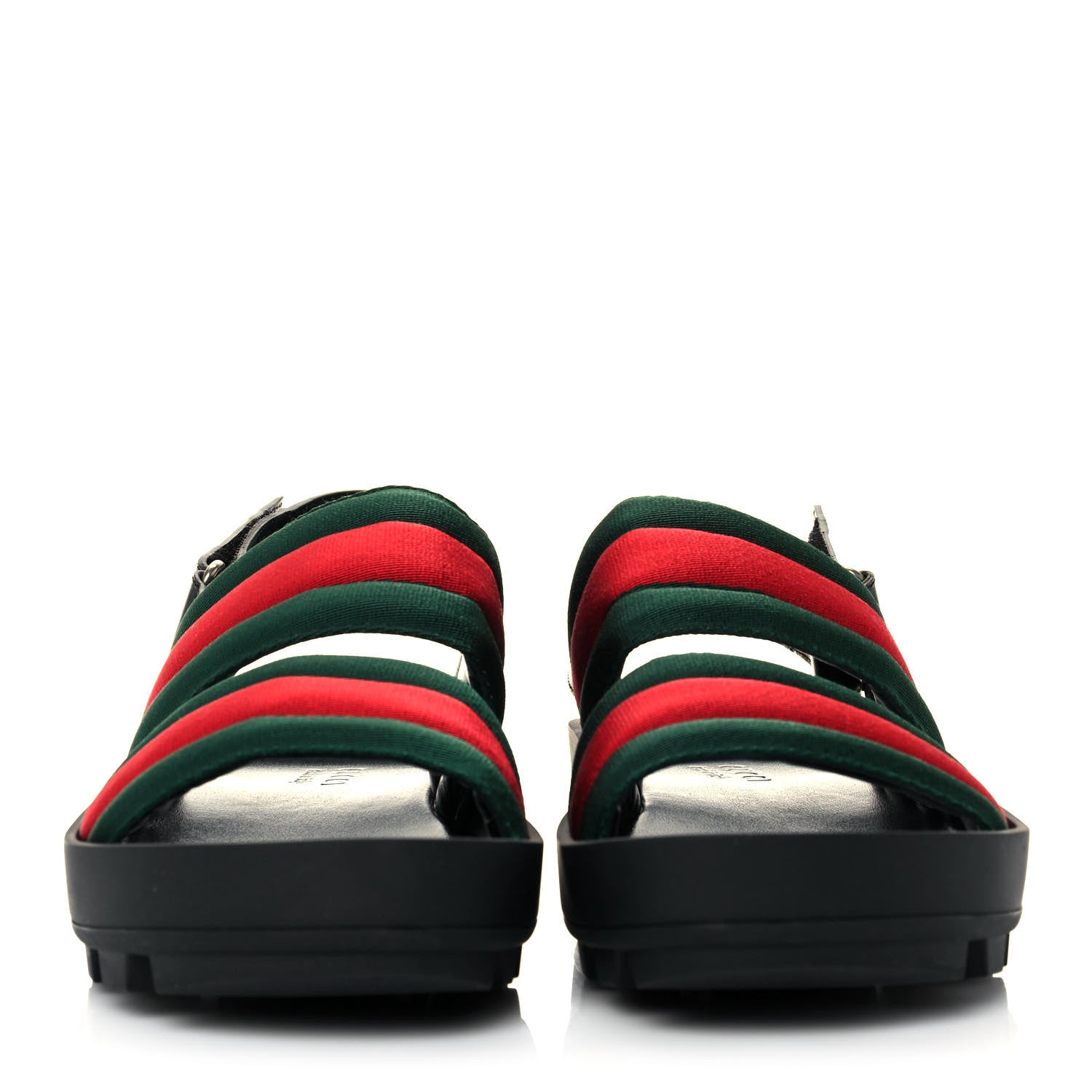Gucci Nylon Cirano Lux Web Mens Cleat Sole Slingback Sandals 6.5 Green Red Black 2 of 9