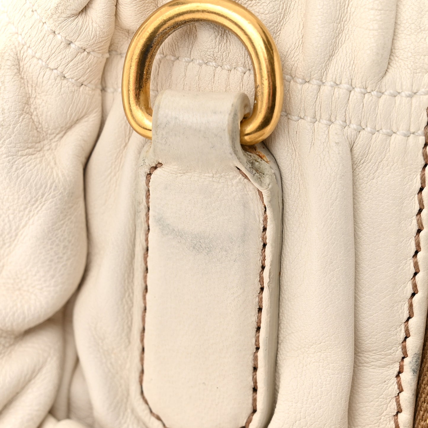 Nappa Gaufre Shopping Satchel White