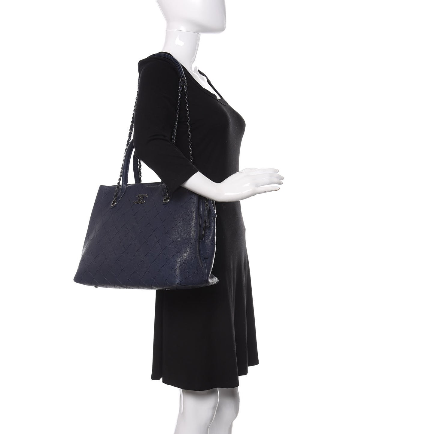 Grained Vegetal Calfskin Urban Shopping Tote Blue