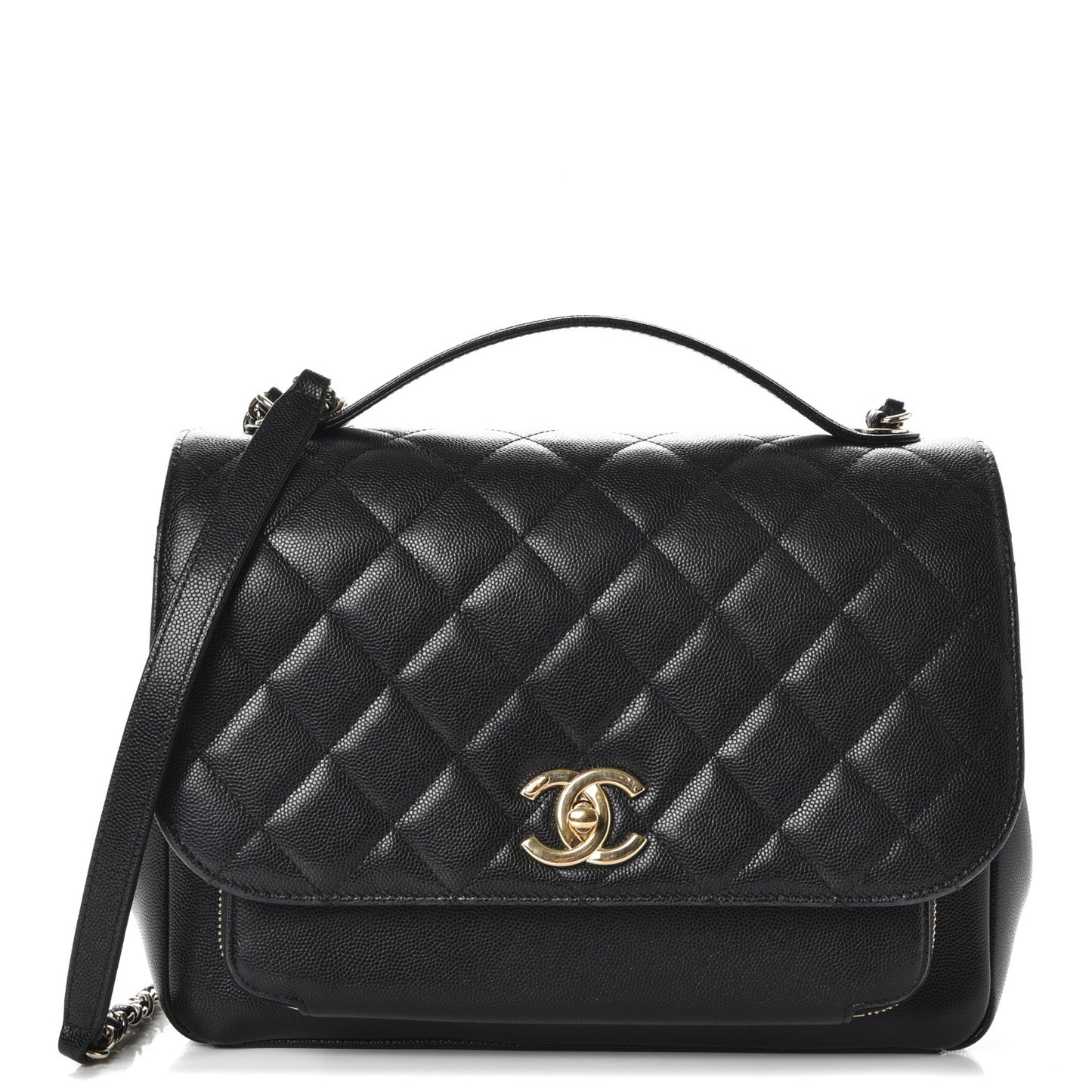 Caviar Quilted Large Business Affinity Flap Black