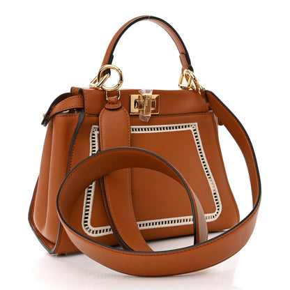 Fendi Calfskin Floral Ajour Embroidered Mini Peekaboo Iconic Satchel Brandy Garza 3 of 10