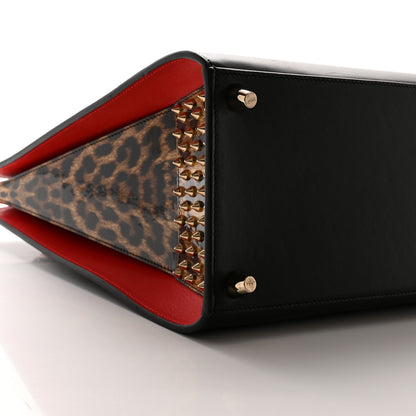 Christian Louboutin Calfskin Patent Leopard Spiked Large Paloma Black 8 of 10