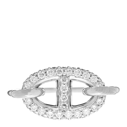 Hermes 18K White Gold Diamond Ronde Ring 51 5.75 1 of 5