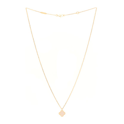 Van Cleef & Arpels 18K Yellow Gold Mother of Pearl Sweet Alhambra Pendant Necklace 3 of 6