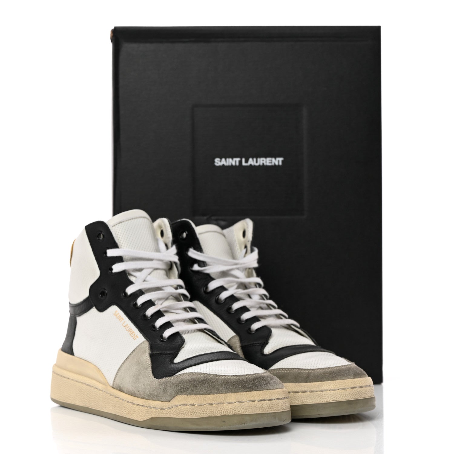 Saint Laurent Calfskin Perforated High Top Sneakers 41 Multicolor 15 of 15