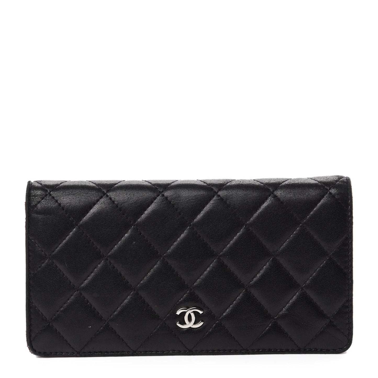 Lambskin Quilted Yen Wallet Black