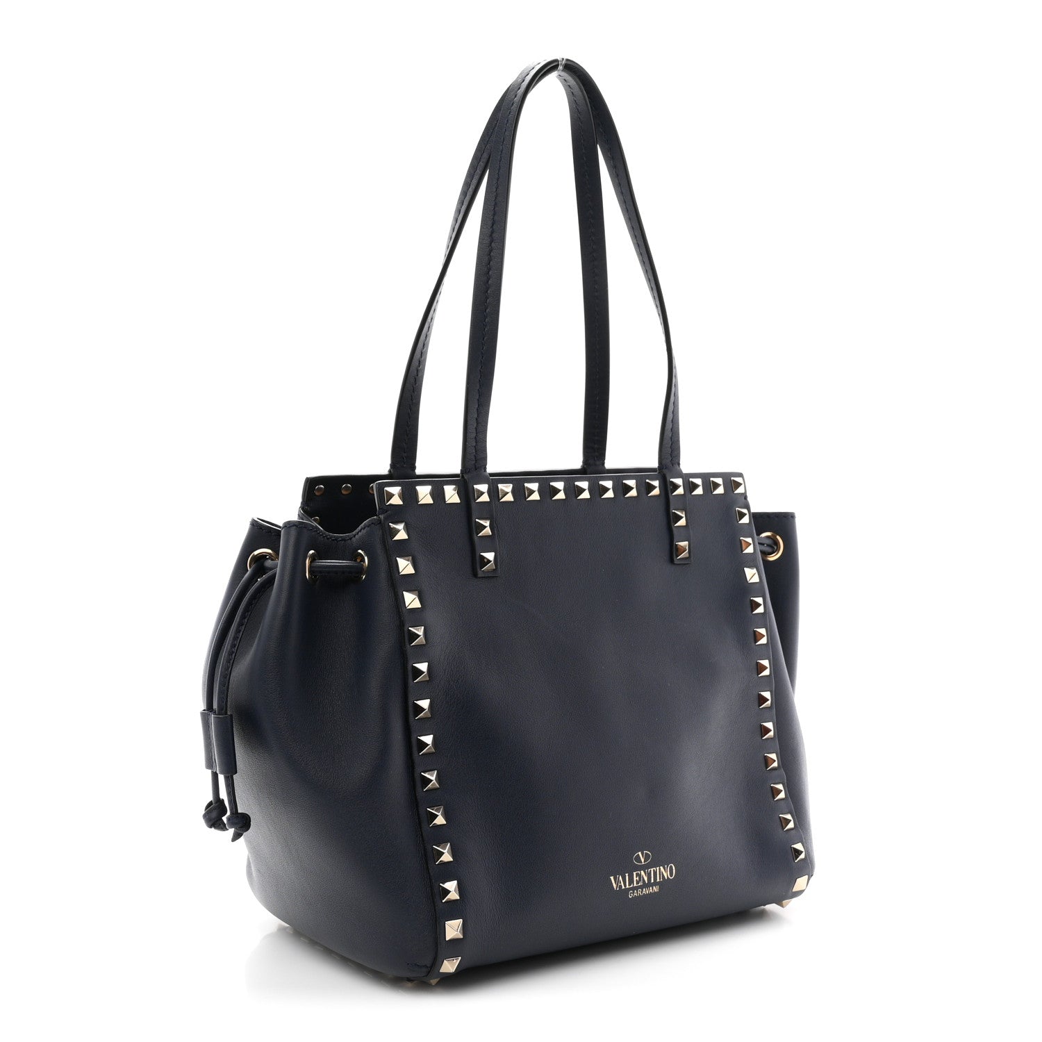 Valentino Garavani Calfskin Rockstud Double Handle Cinch Tote Marine 3 of 10