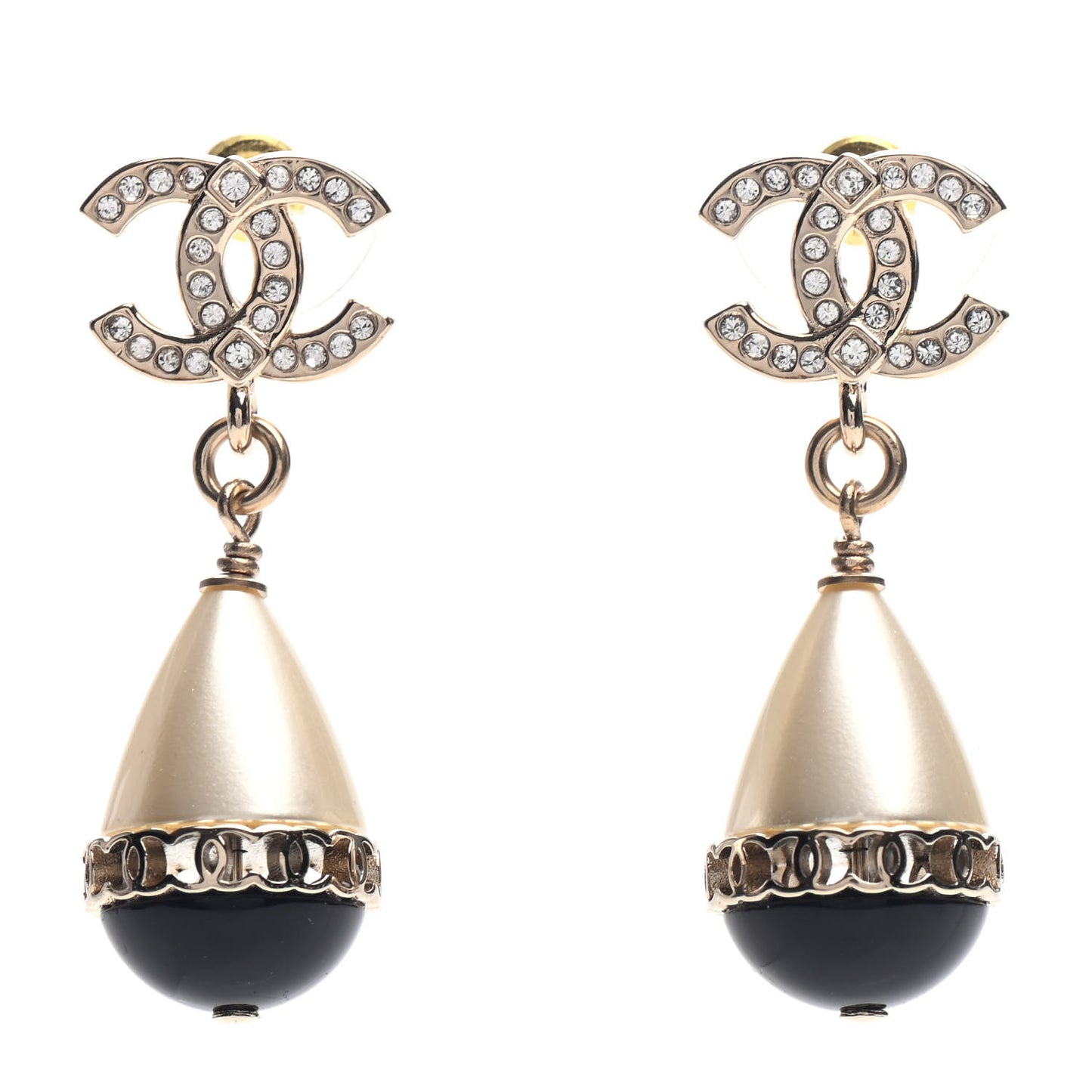 Crystal Bead Divine Highness Drop Earrings Gold
