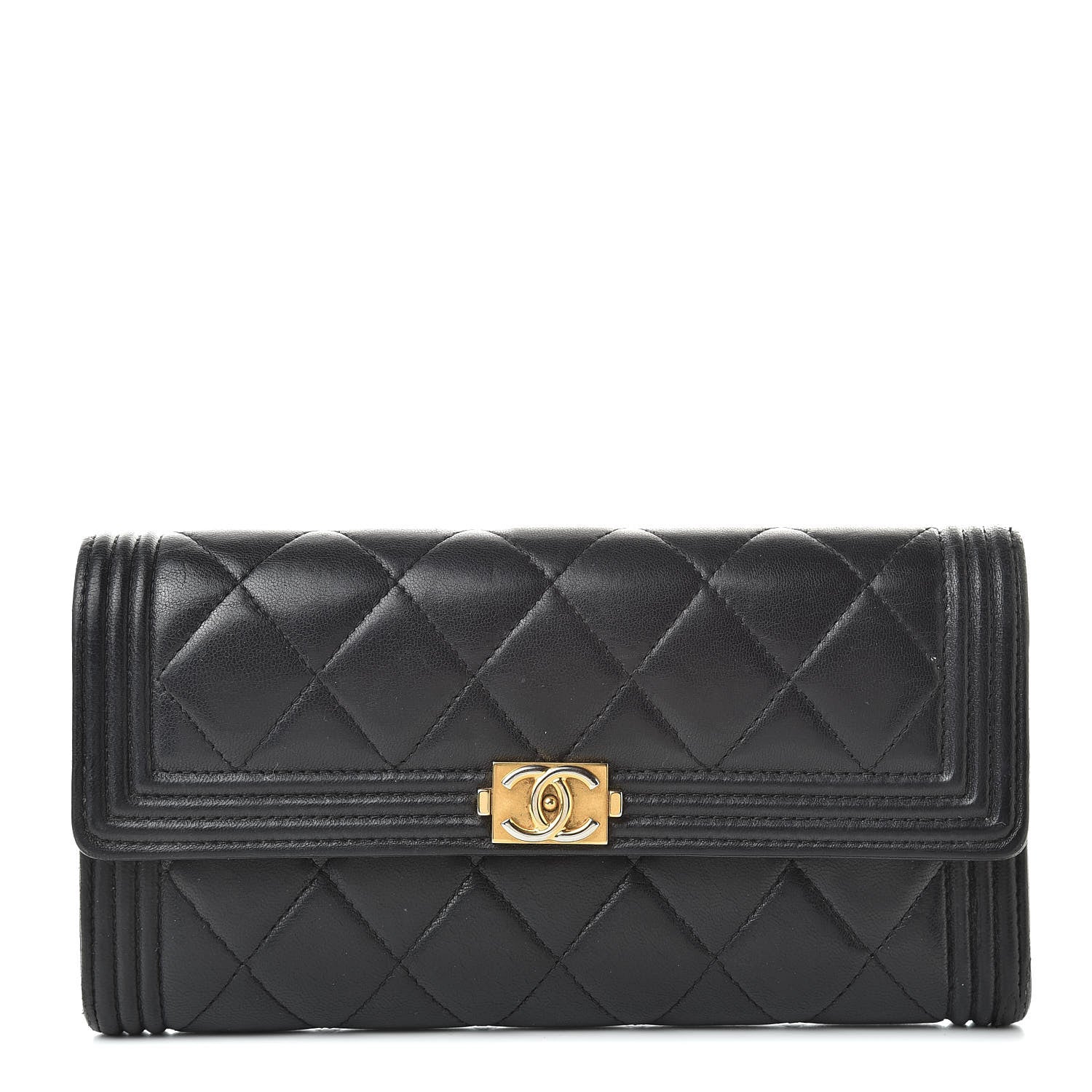Chanel Lambskin Quilted Boy Flap Wallet Black 1 of 19