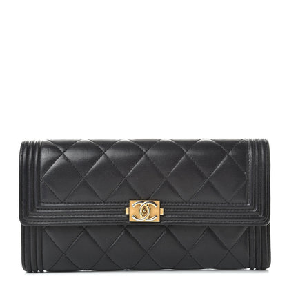 Chanel Lambskin Quilted Boy Flap Wallet Black 1 of 19