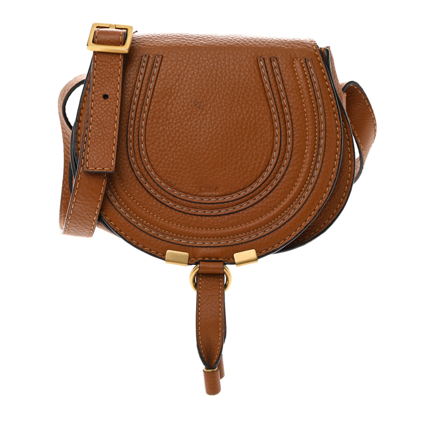 Calfskin Mini Marcie Round Crossbody Bag Tan
