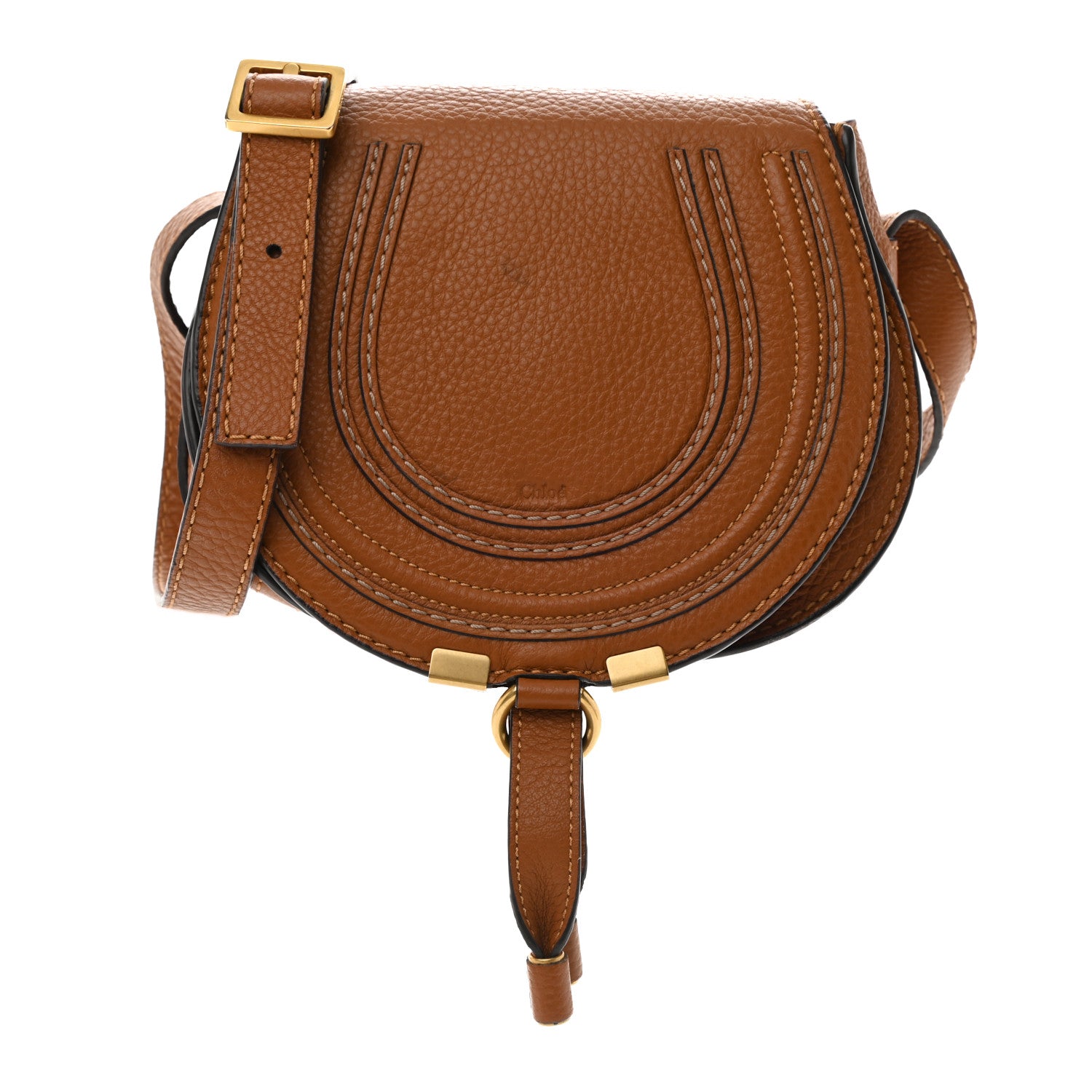 Chloe Calfskin Mini Marcie Round Crossbody Bag Tan 1 of 11